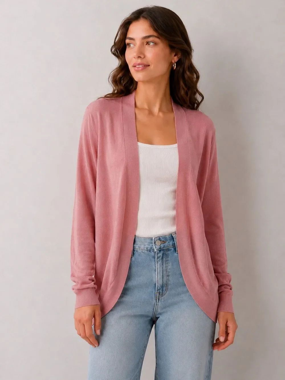 Liz Claiborne Women’s Pink Cotton Blend Open Front Cardigan Size 2X